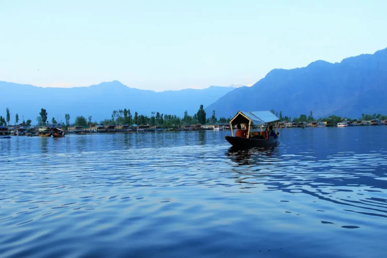 Shikara ride across Dal Lake at dusk, Srinagar